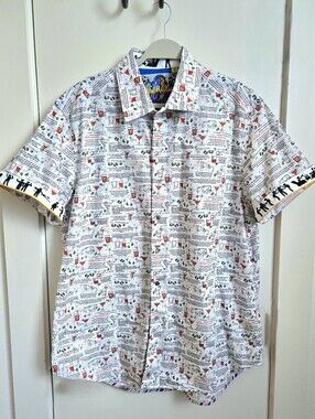 Robert Graham Men's White Cocktail Print Short-Sleeve Shirt